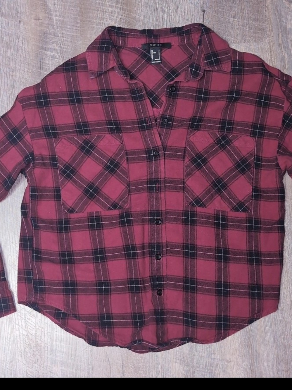 Forever 21 Red & Black Plaid Flannel Shirt